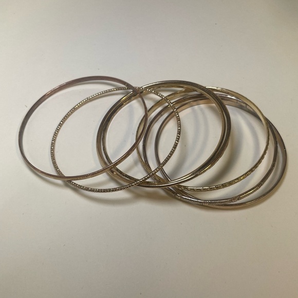 Eight Gold Tone Bangle Bracelet Set - Picture 4 of 5